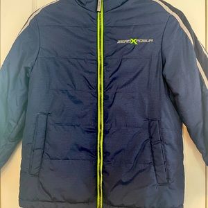ZeroXPosur Boys Puffer Jacket Size M 10-12 Neon Striped Full Zip